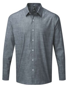 P-PR245-MEN'S COTTON SLUB CHAMBRAY LONG SLEEVE SHIRT 2